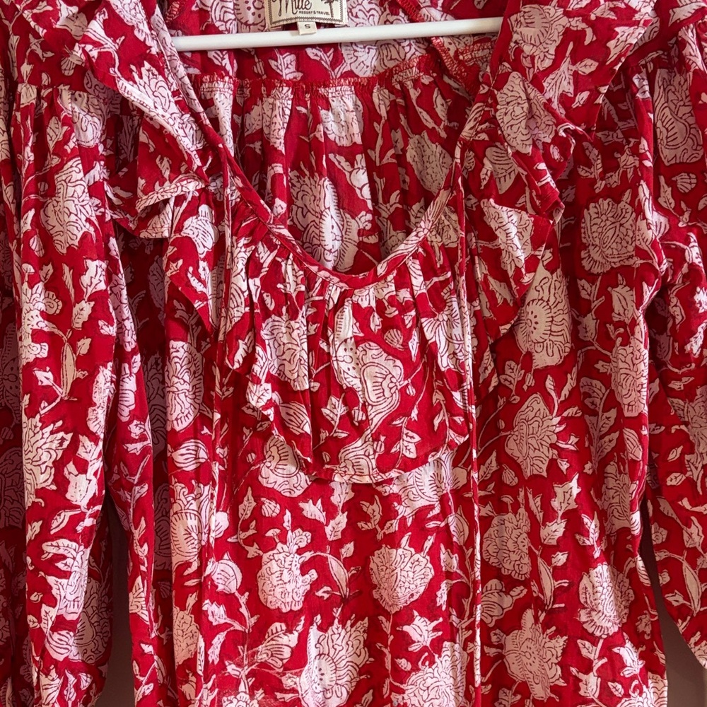 Mille Charlie Top- Red Zinnia Floral Print - Picture 5 of 8